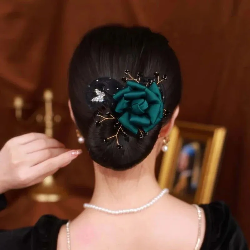 (৩টি কালারের কম্বো)৩৫০ টাকা ডিসকাউন্ট Green Rose Invisible Hair Coiler Lazy People Hairpin
