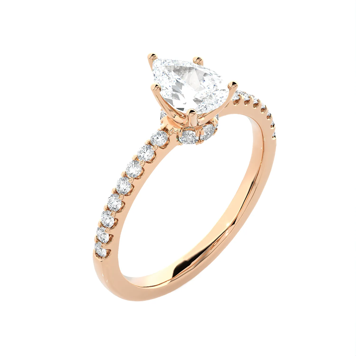 1 1/4 ctw Pear-Shaped Lab Grown Diamond Side Stone Engagement Ring