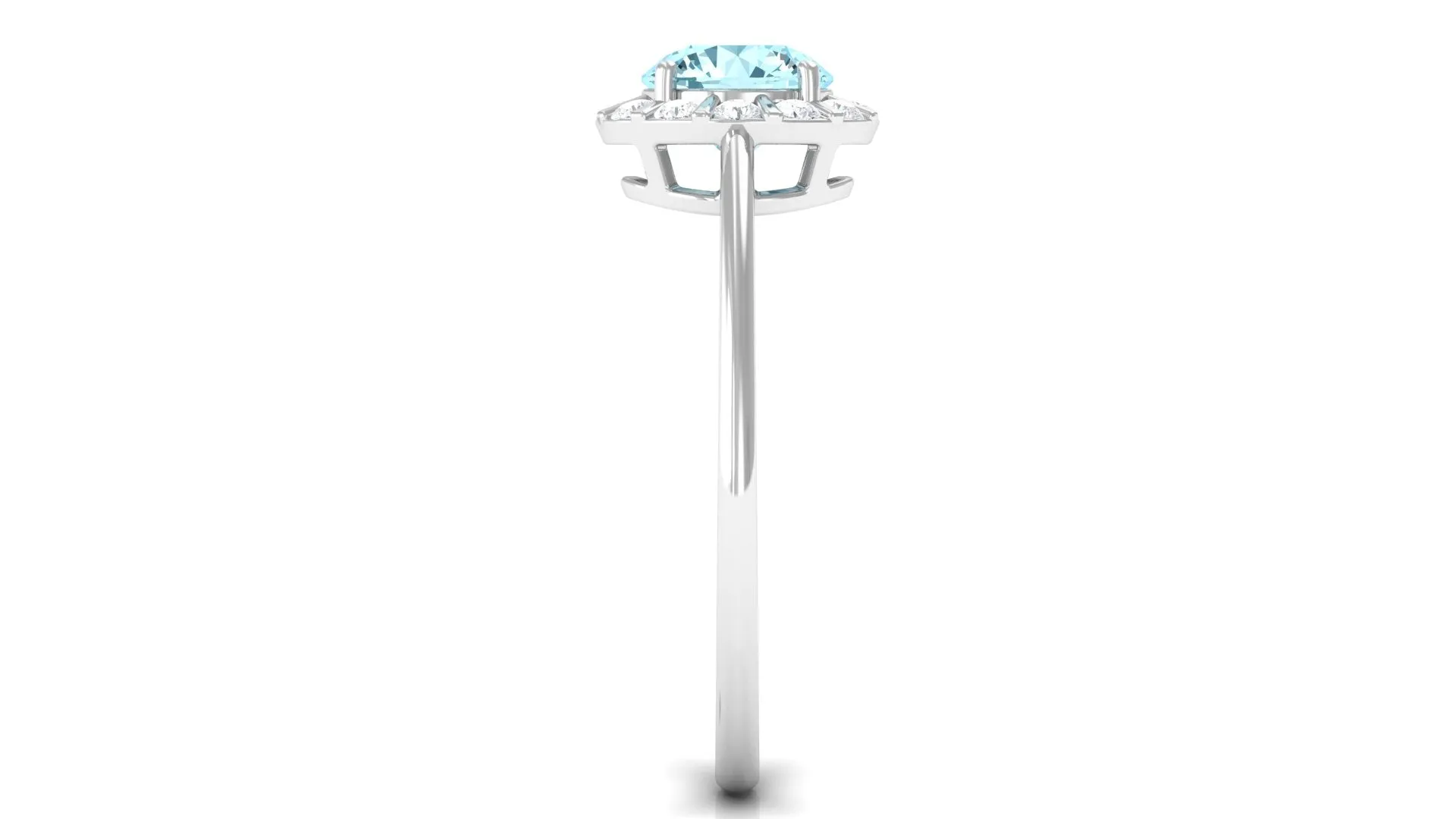 1 CT Aquamarine Engagement Ring with Diamond Floating Halo