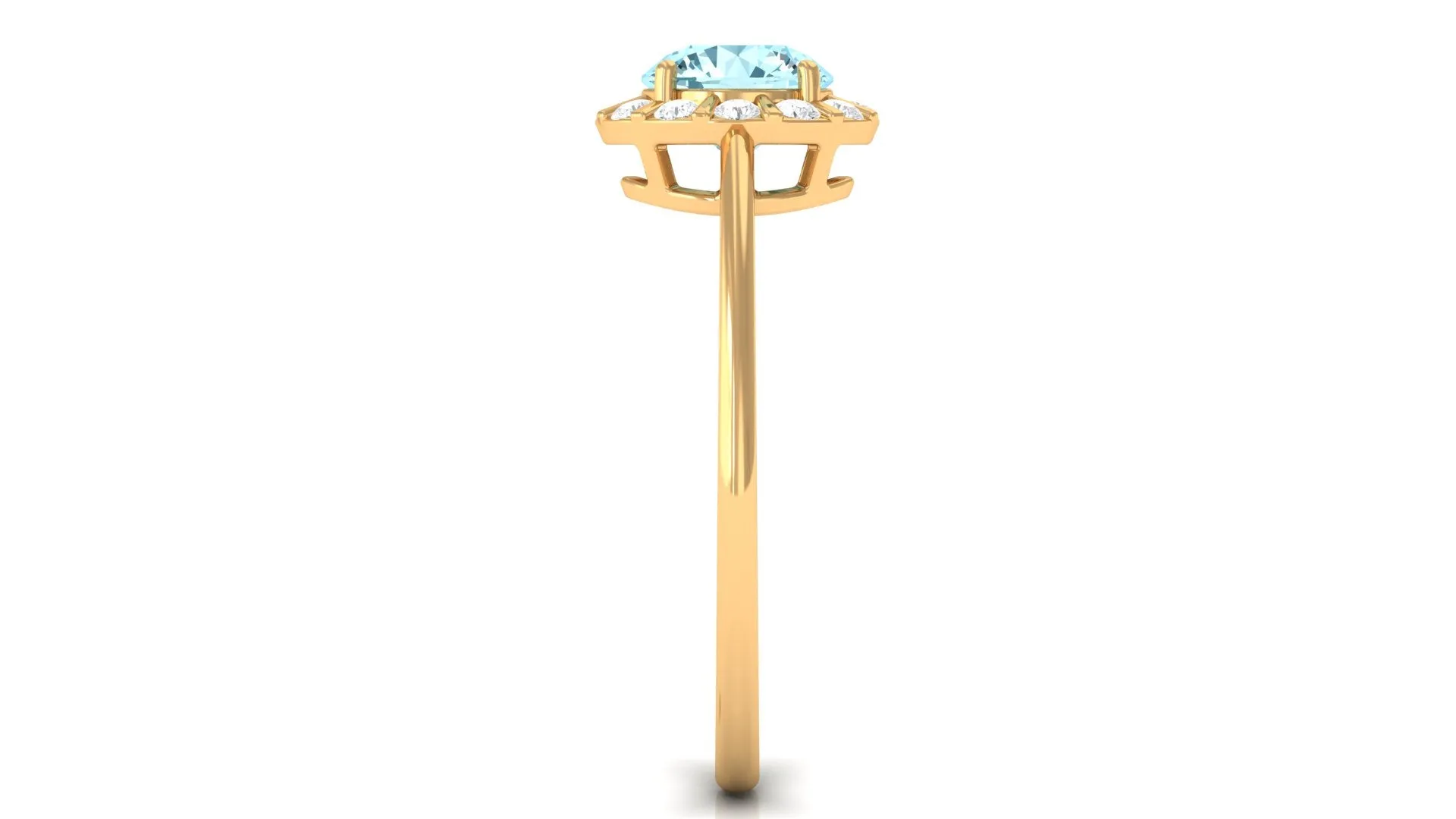 1 CT Aquamarine Engagement Ring with Diamond Floating Halo