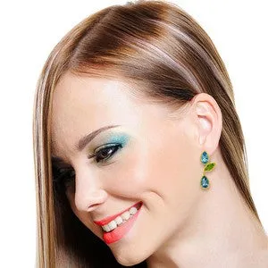 13.6 Carat 14K Solid Yellow Gold Alexandra Blue Topaz Peridot Earrings