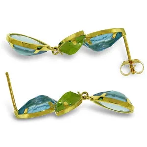 13.6 Carat 14K Solid Yellow Gold Alexandra Blue Topaz Peridot Earrings
