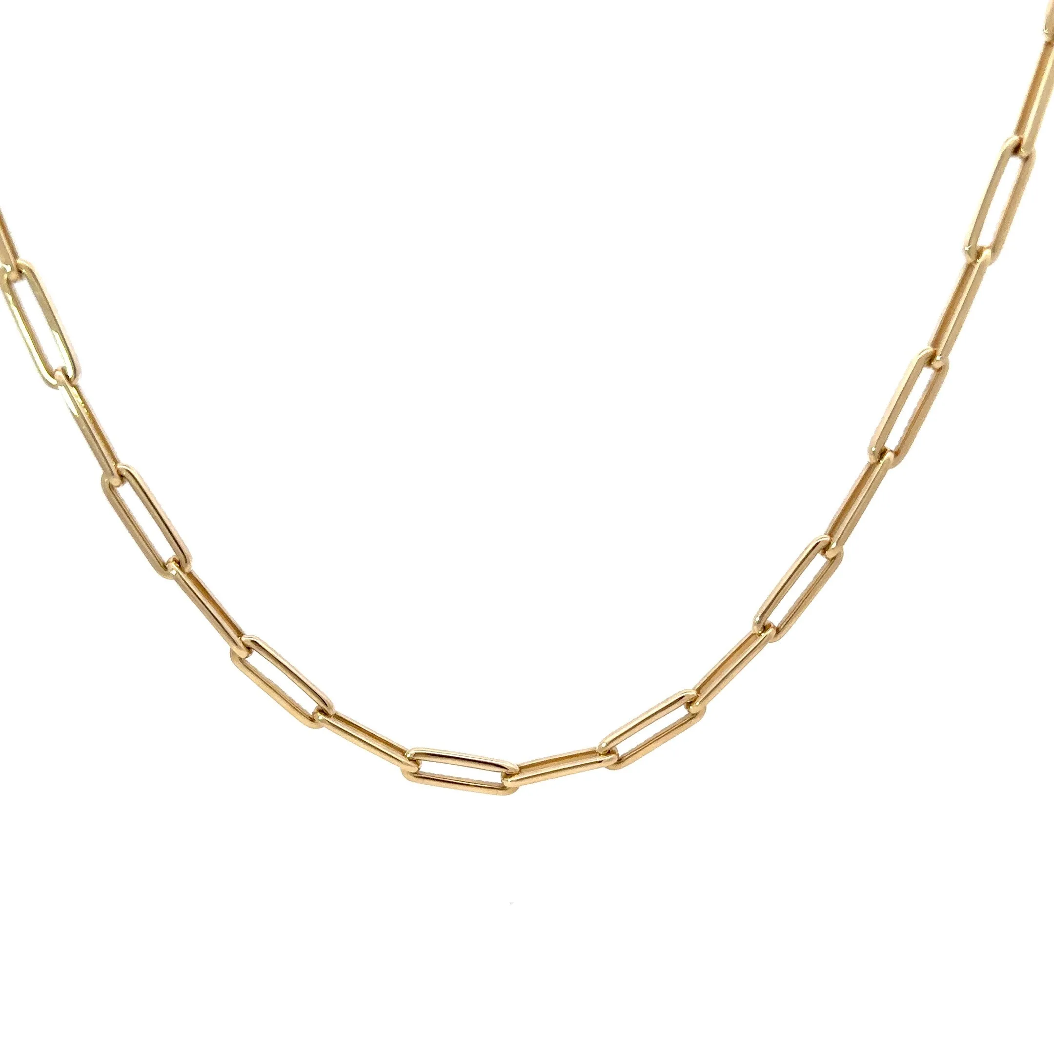 14 KARAT YELLOW GOLD 1.15 CARAT ROUND DIAMOND PAPERCLIP NECKLACE 16.25"