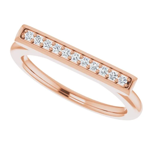 14K Gold 1/10 CTW Natural Diamond Bar Ring