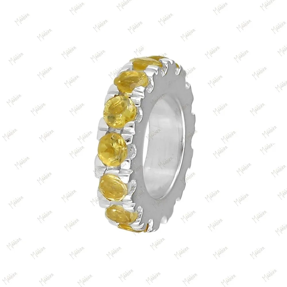 14k Gold Rondelle Peridot 8mm Roundel Bead (4.7mm inside opening)