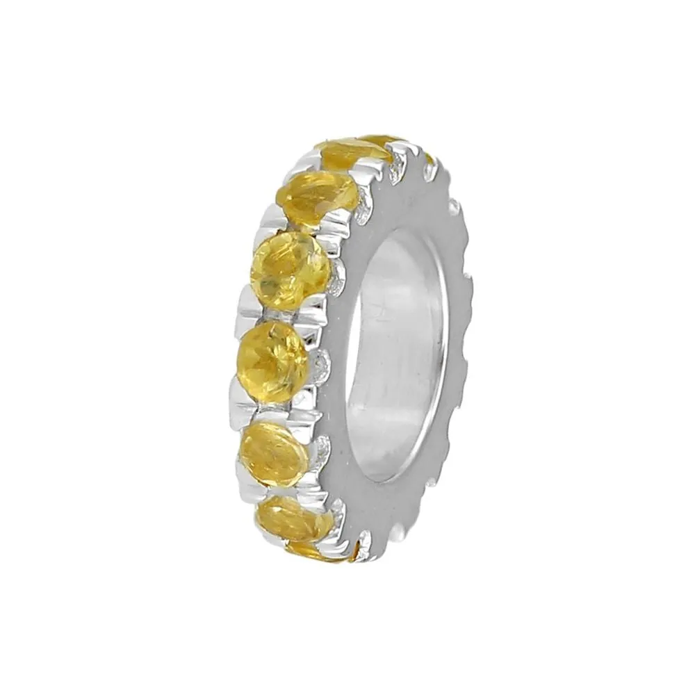 14k Gold Rondelle Peridot 8mm Roundel Bead (4.7mm inside opening)