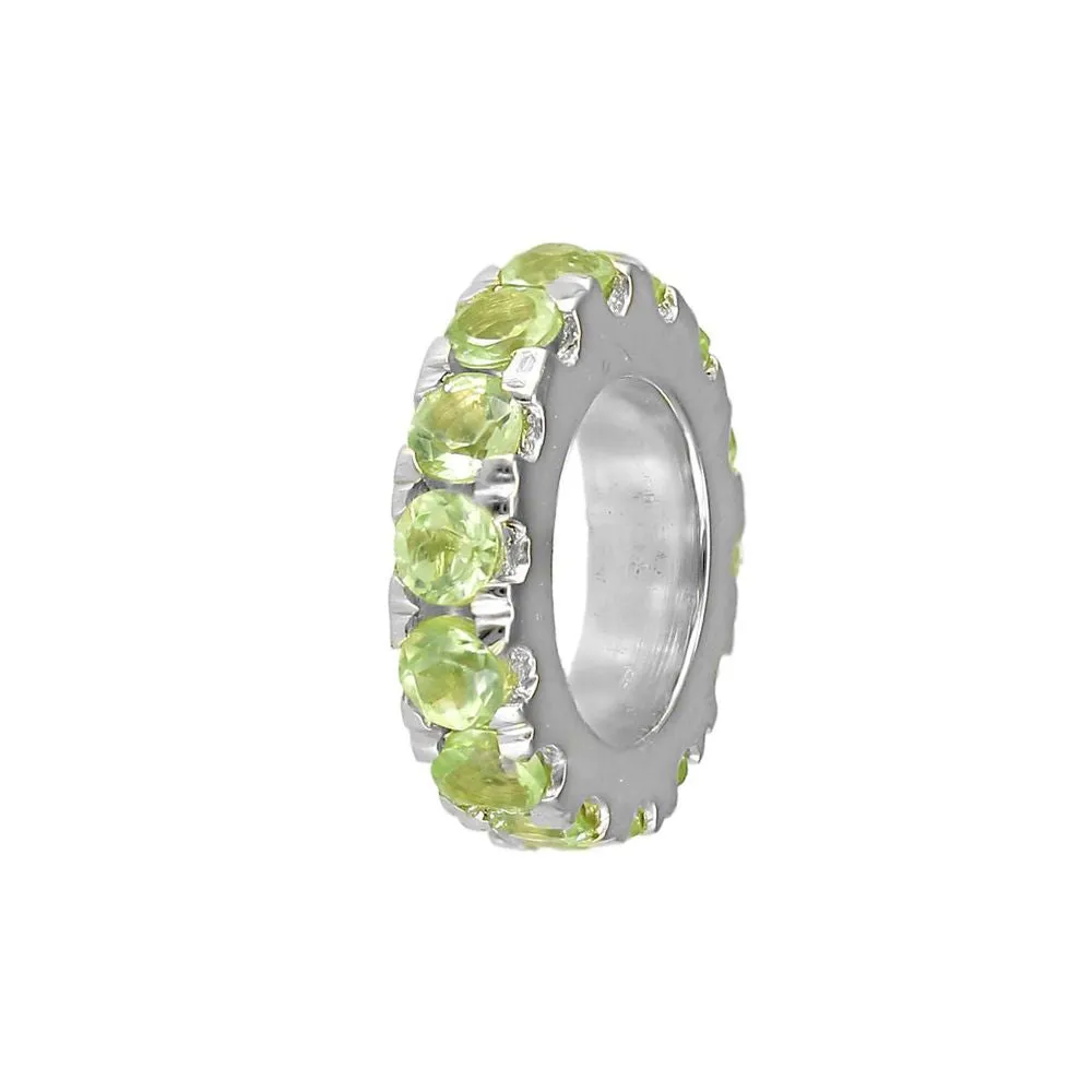 14k Gold Rondelle Peridot 8mm Roundel Bead (4.7mm inside opening)