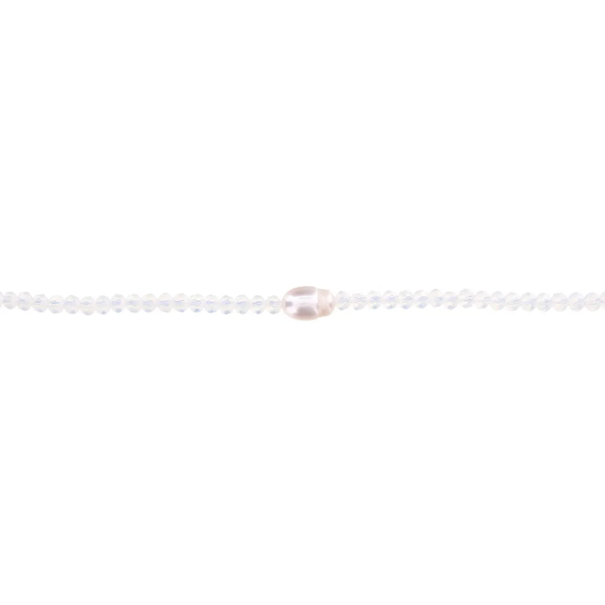 16" Moonstone Beaded Necklace with Pearl, 3" Ext.