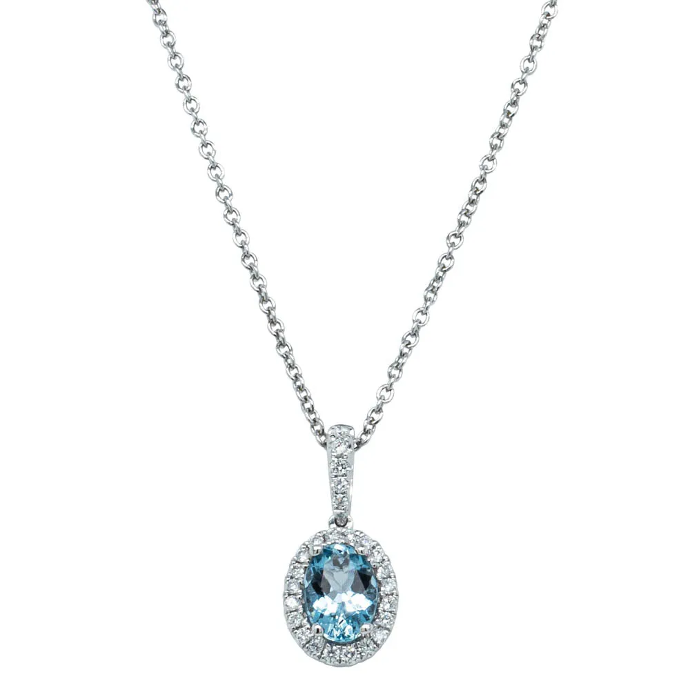 18ct White Gold  Aquamarine & Diamond Mini Sierra Pendant