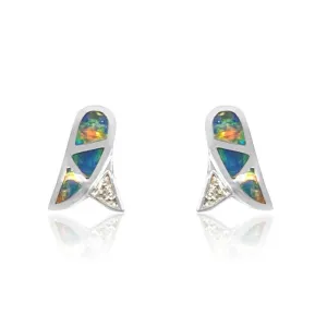 18K Opal inlay earrings