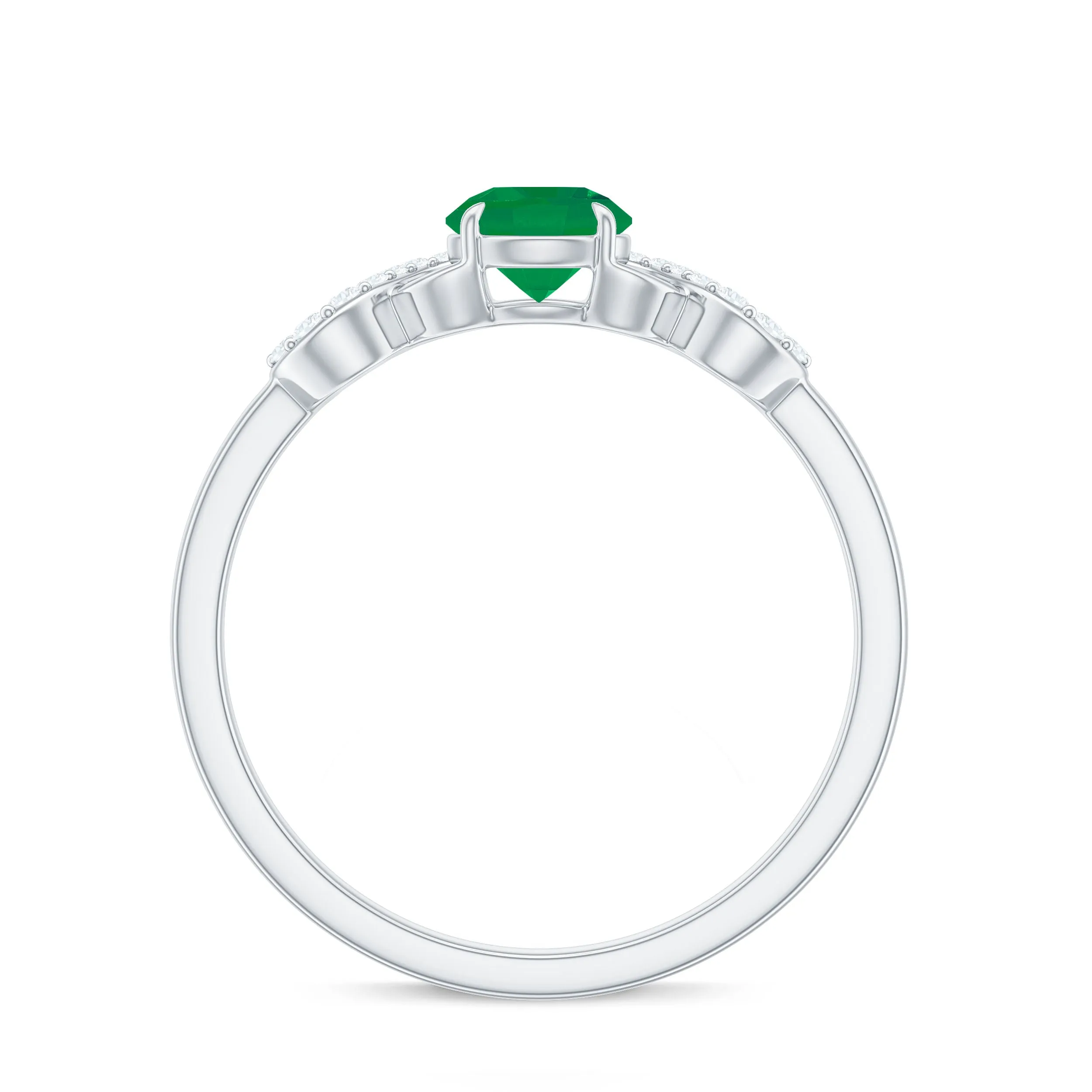 3/4 CT Round Emerald Infinity Engagement Ring with Diamond
