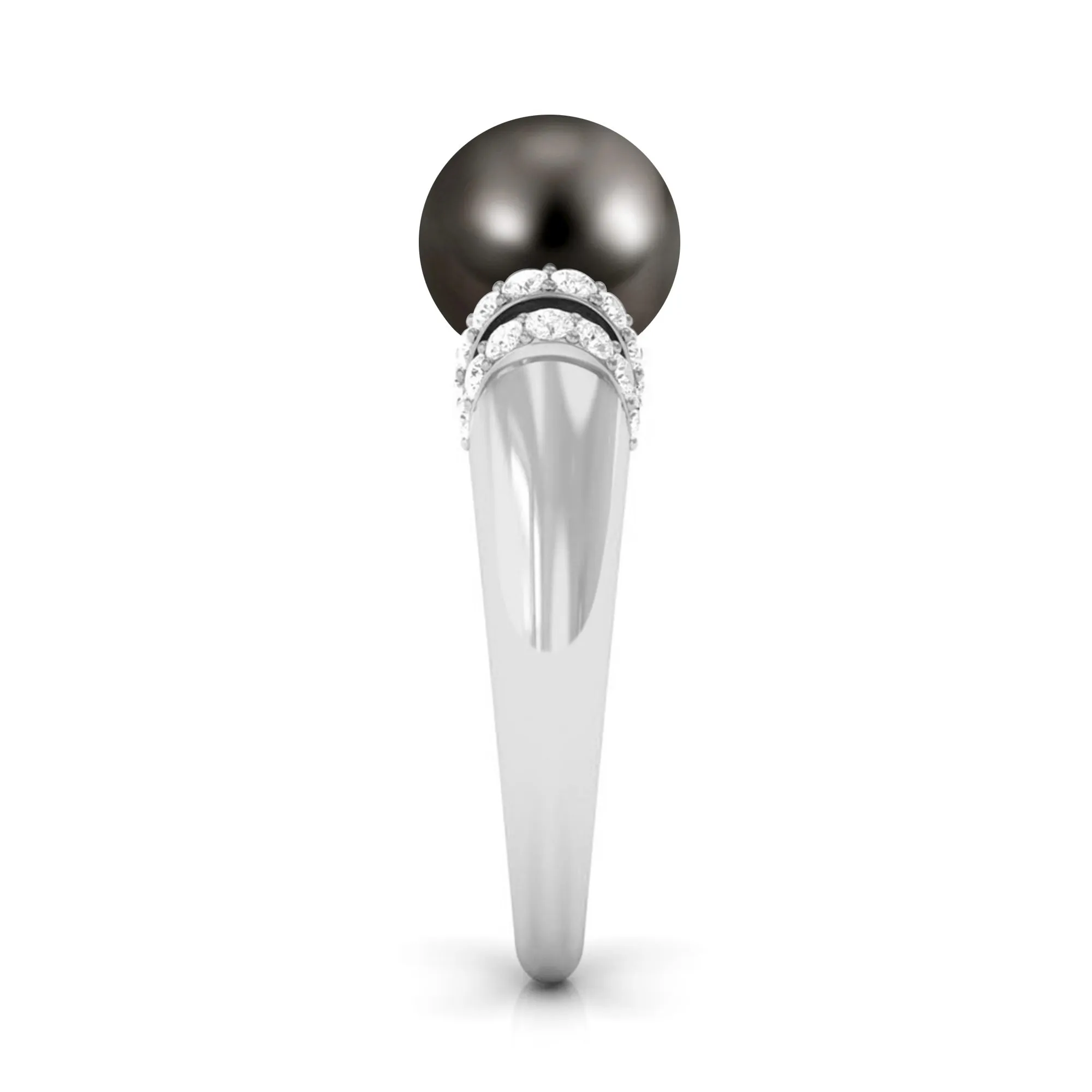 8.75 CT Tahitian Pearl and Diamond Engagement Ring