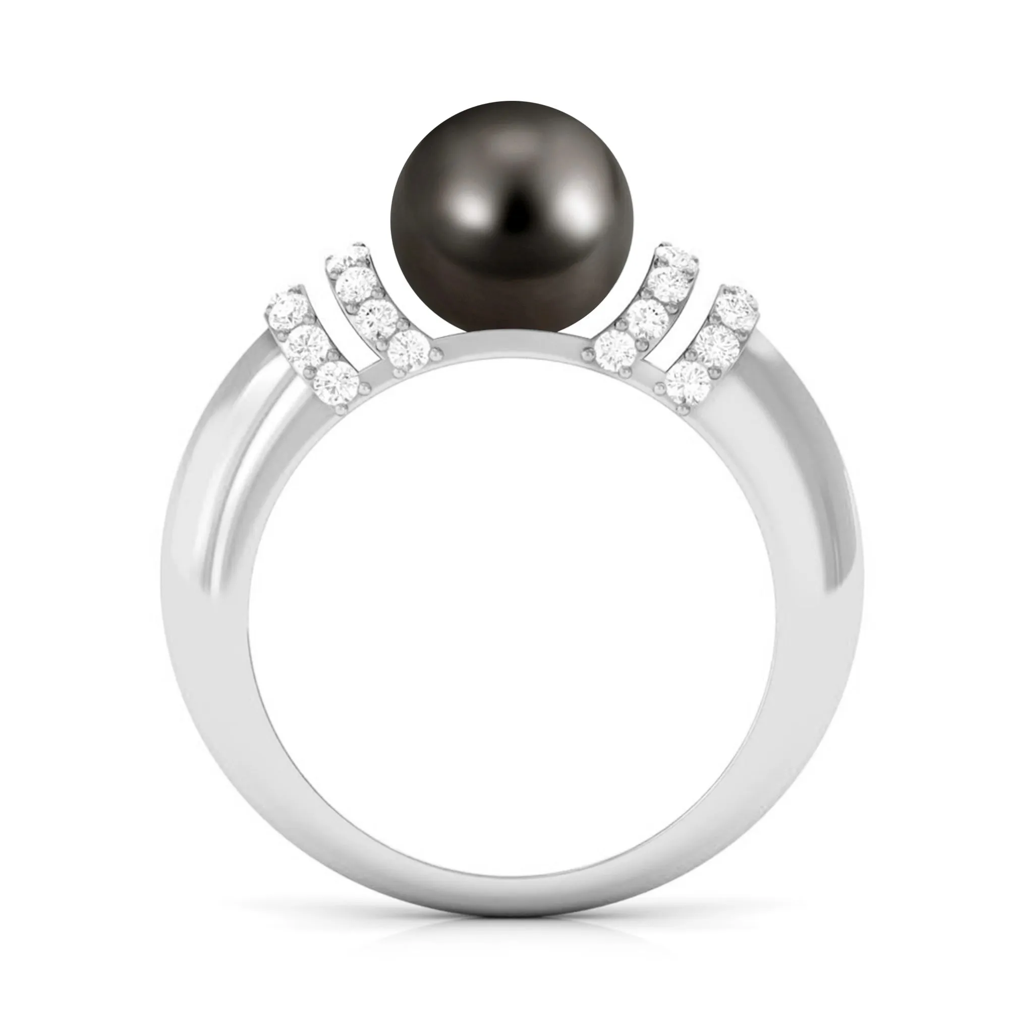 8.75 CT Tahitian Pearl and Diamond Engagement Ring