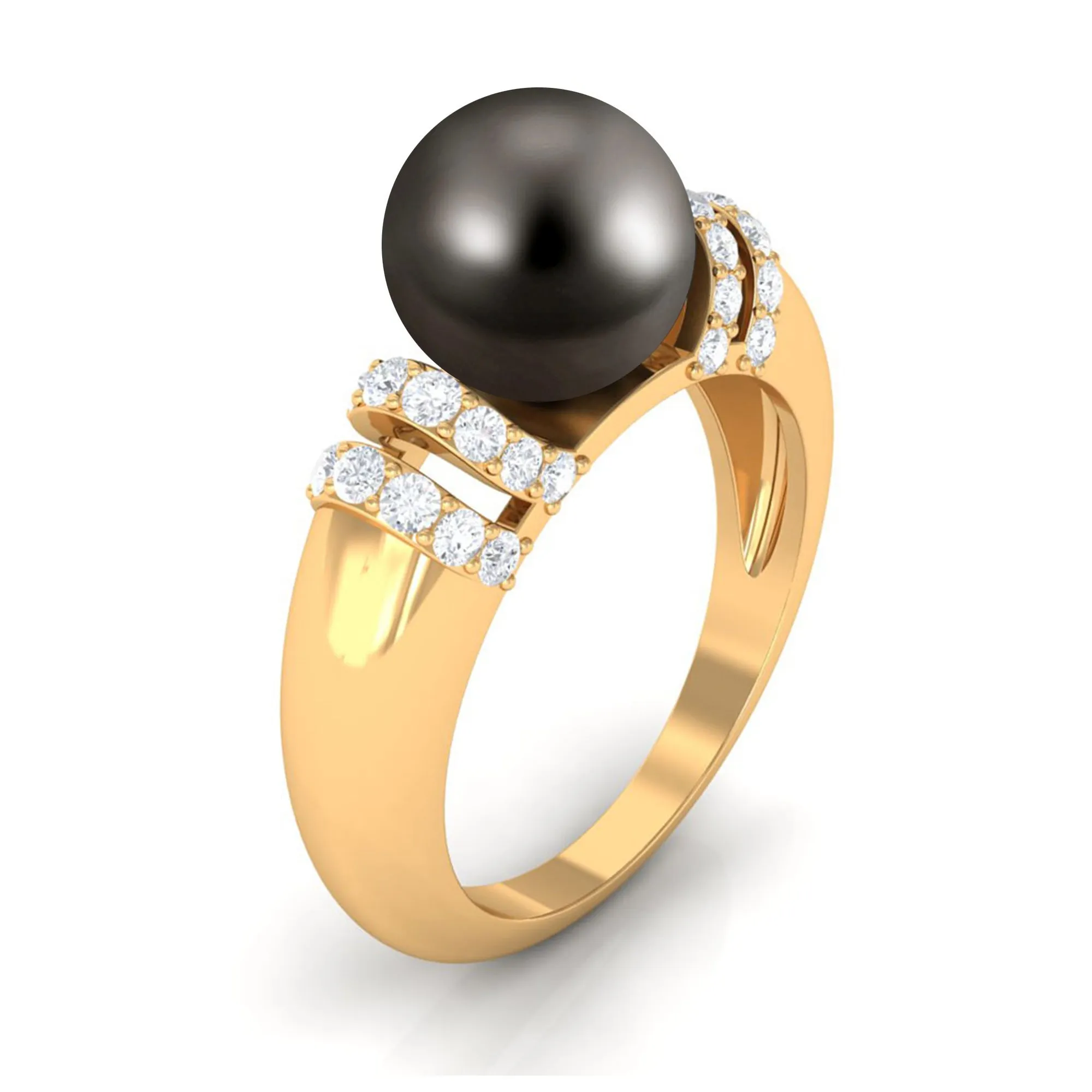 8.75 CT Tahitian Pearl and Diamond Engagement Ring