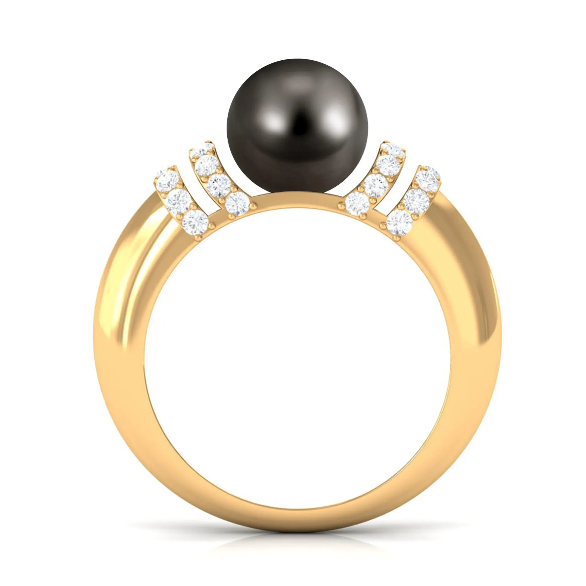 8.75 CT Tahitian Pearl and Diamond Engagement Ring