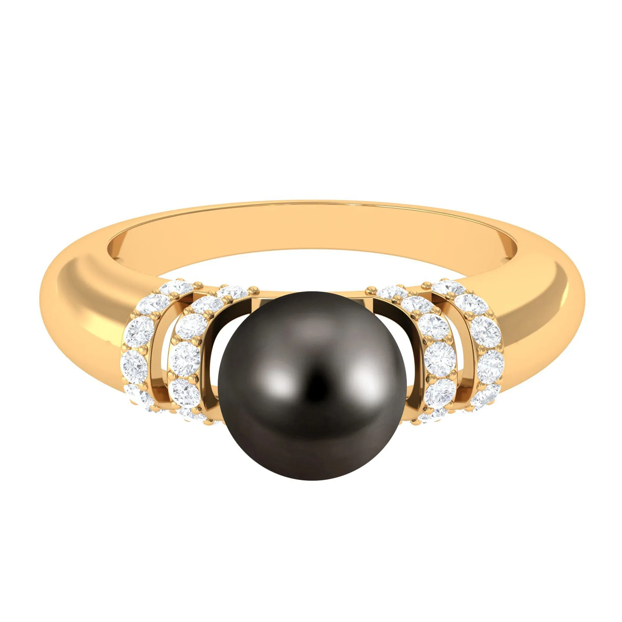 8.75 CT Tahitian Pearl and Diamond Engagement Ring