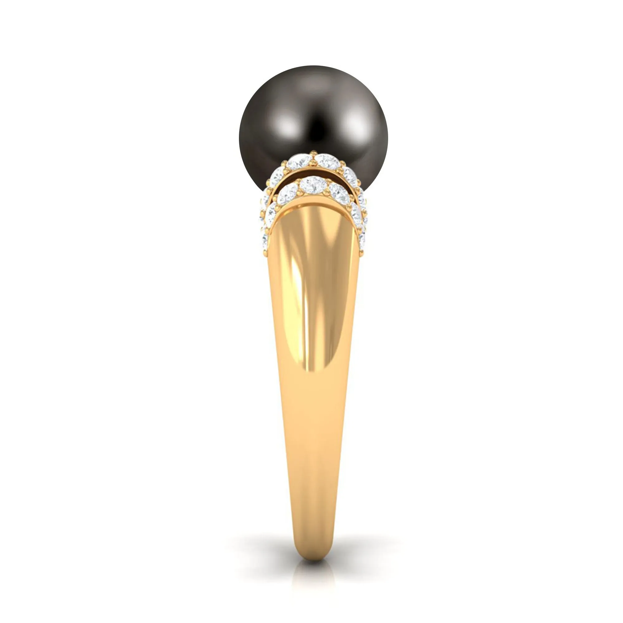 8.75 CT Tahitian Pearl and Diamond Engagement Ring