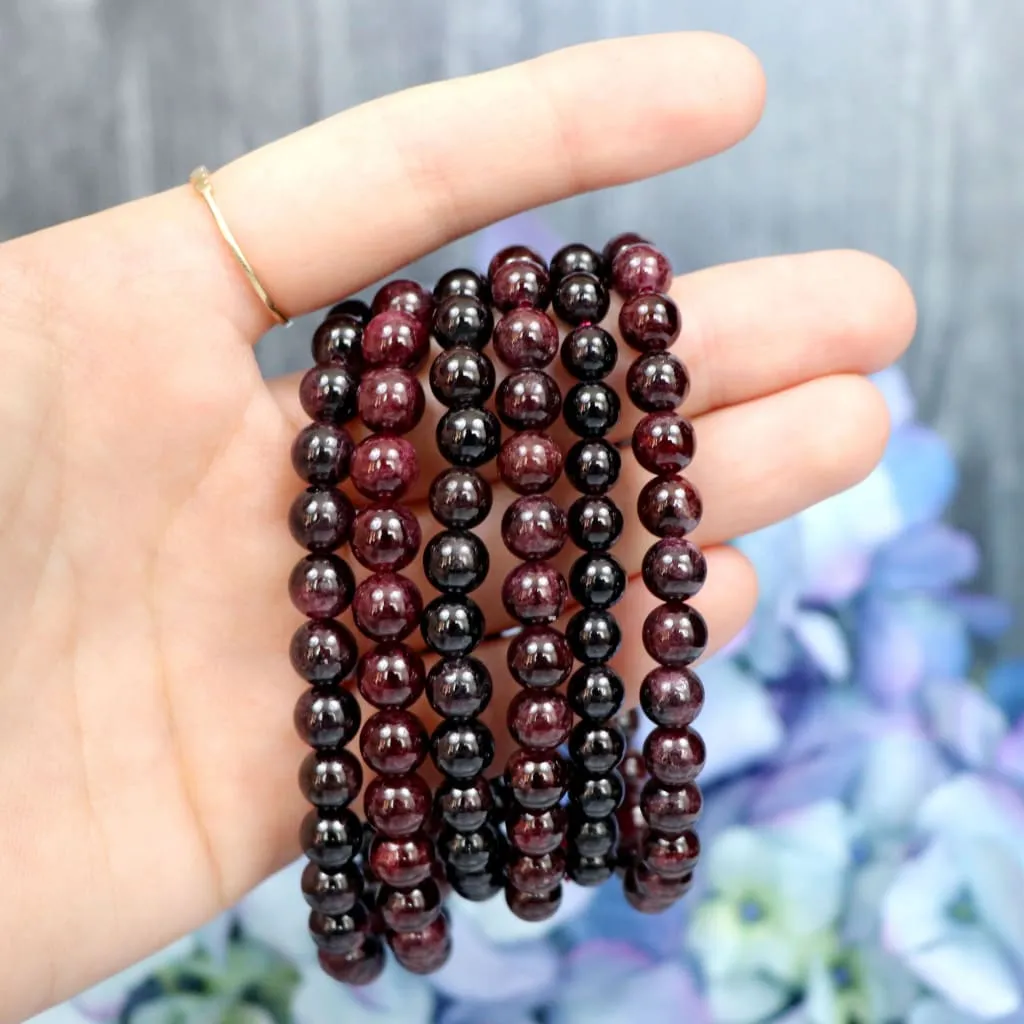 Almandine Garnet Beaded Bracelet