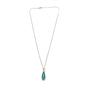 Amazonite Captured Teardrop Necklace