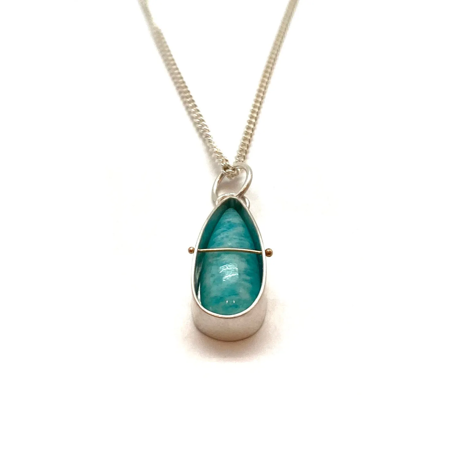 Amazonite Captured Teardrop Necklace