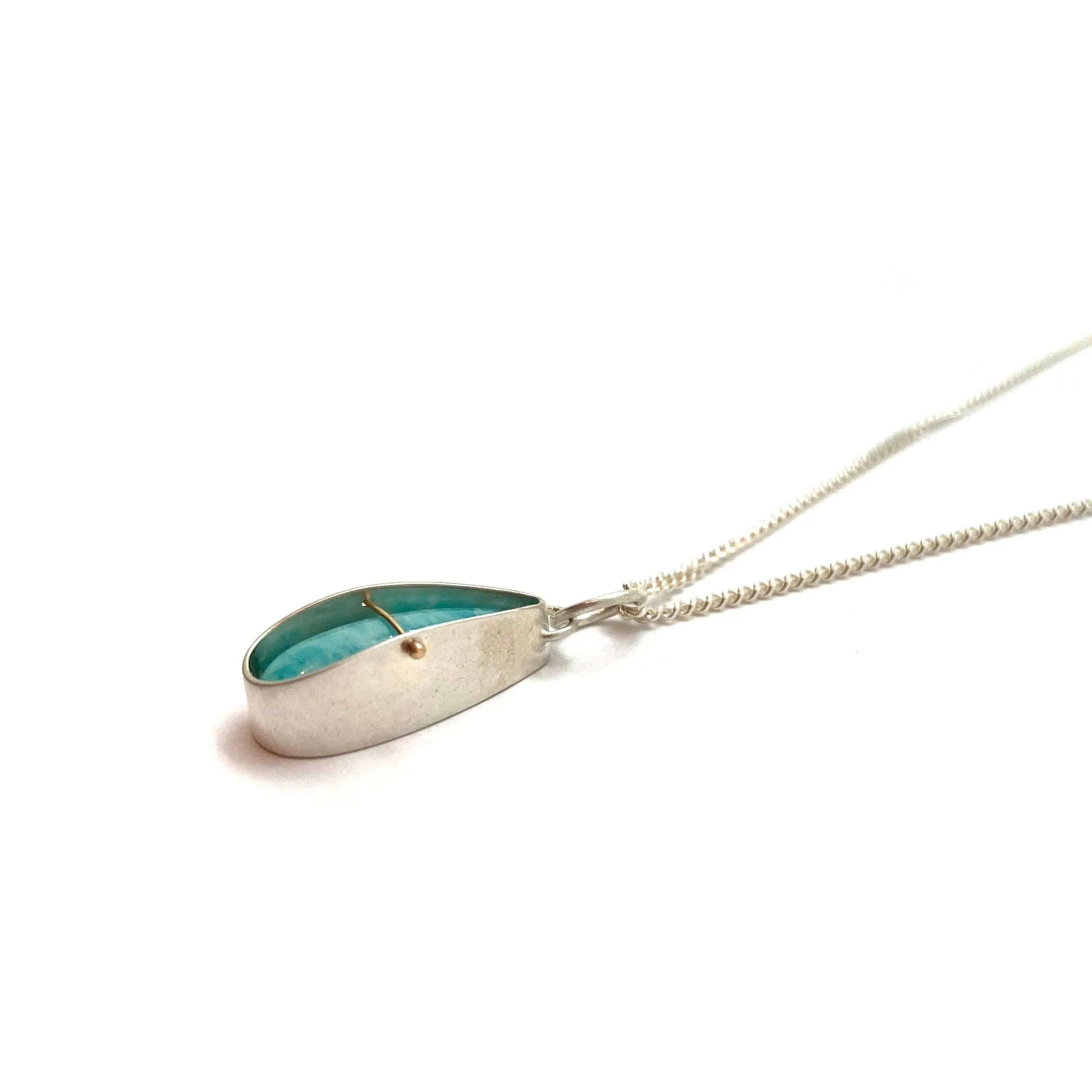 Amazonite Captured Teardrop Necklace