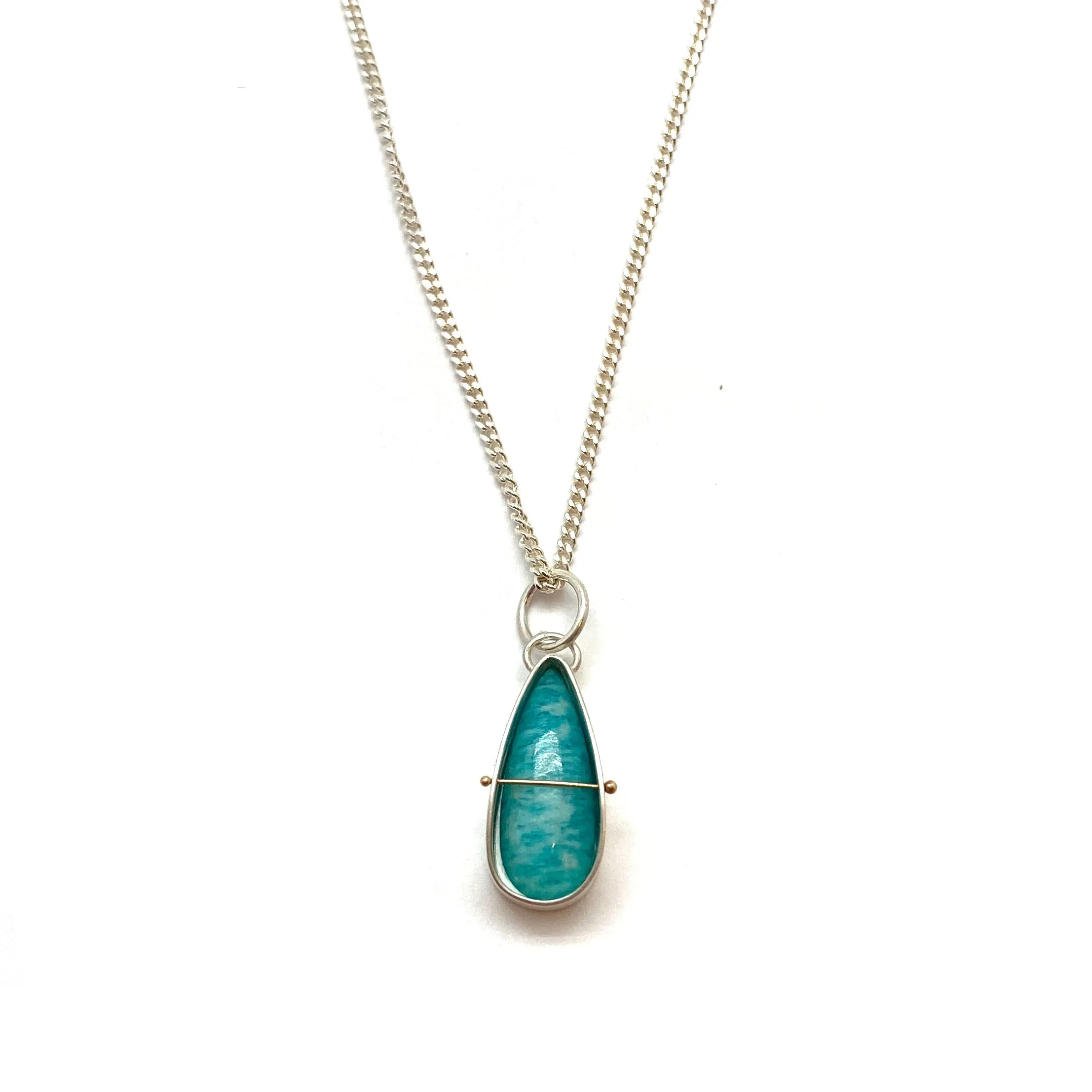 Amazonite Captured Teardrop Necklace