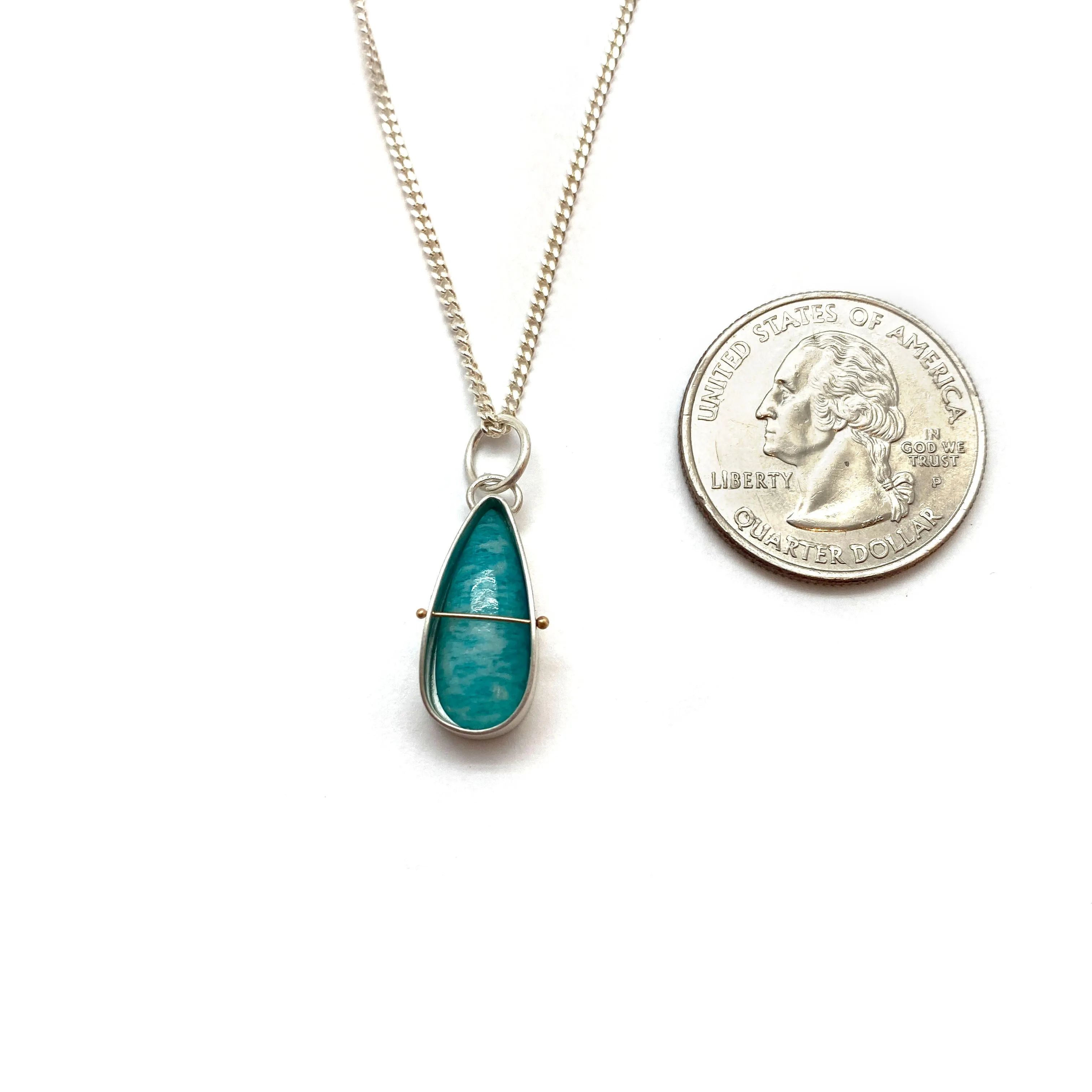 Amazonite Captured Teardrop Necklace