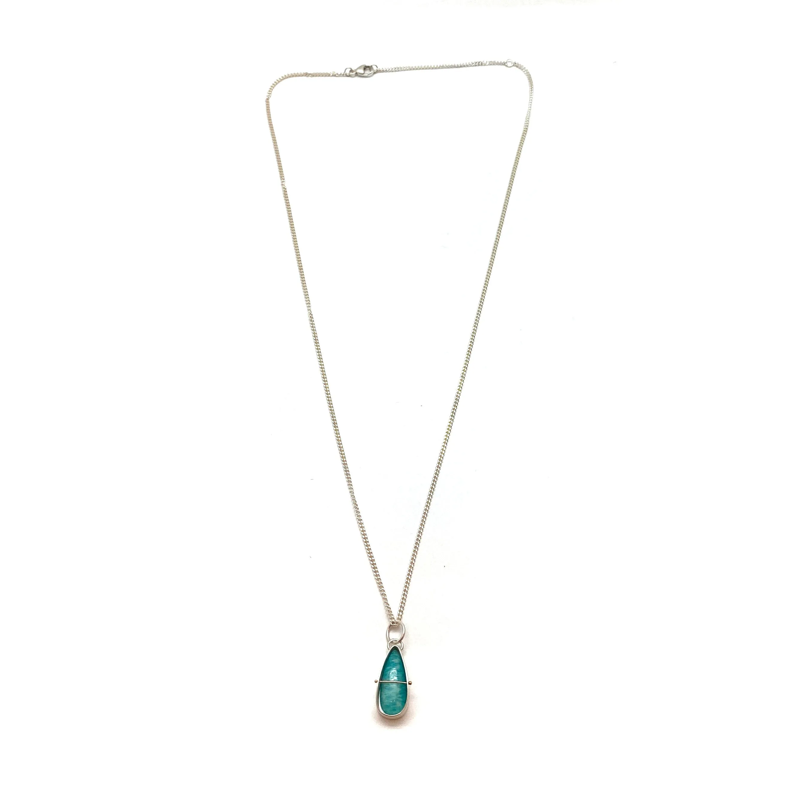 Amazonite Captured Teardrop Necklace