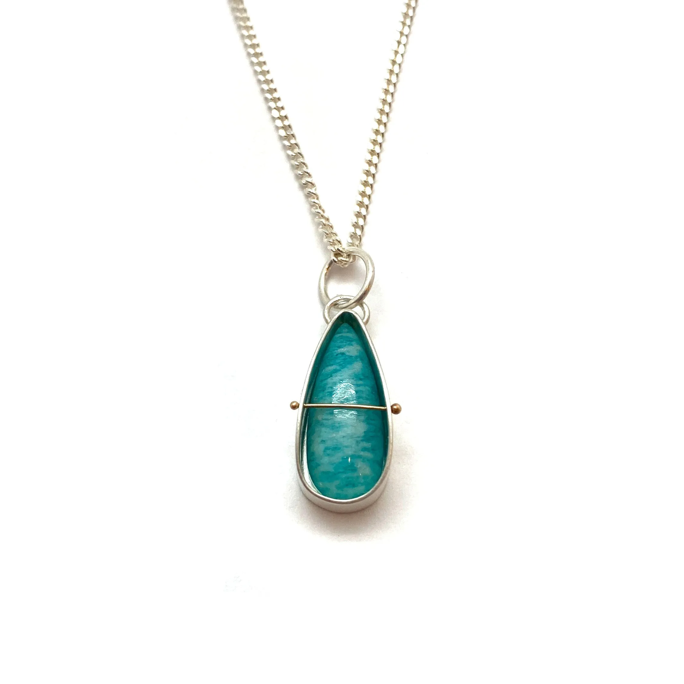 Amazonite Captured Teardrop Necklace