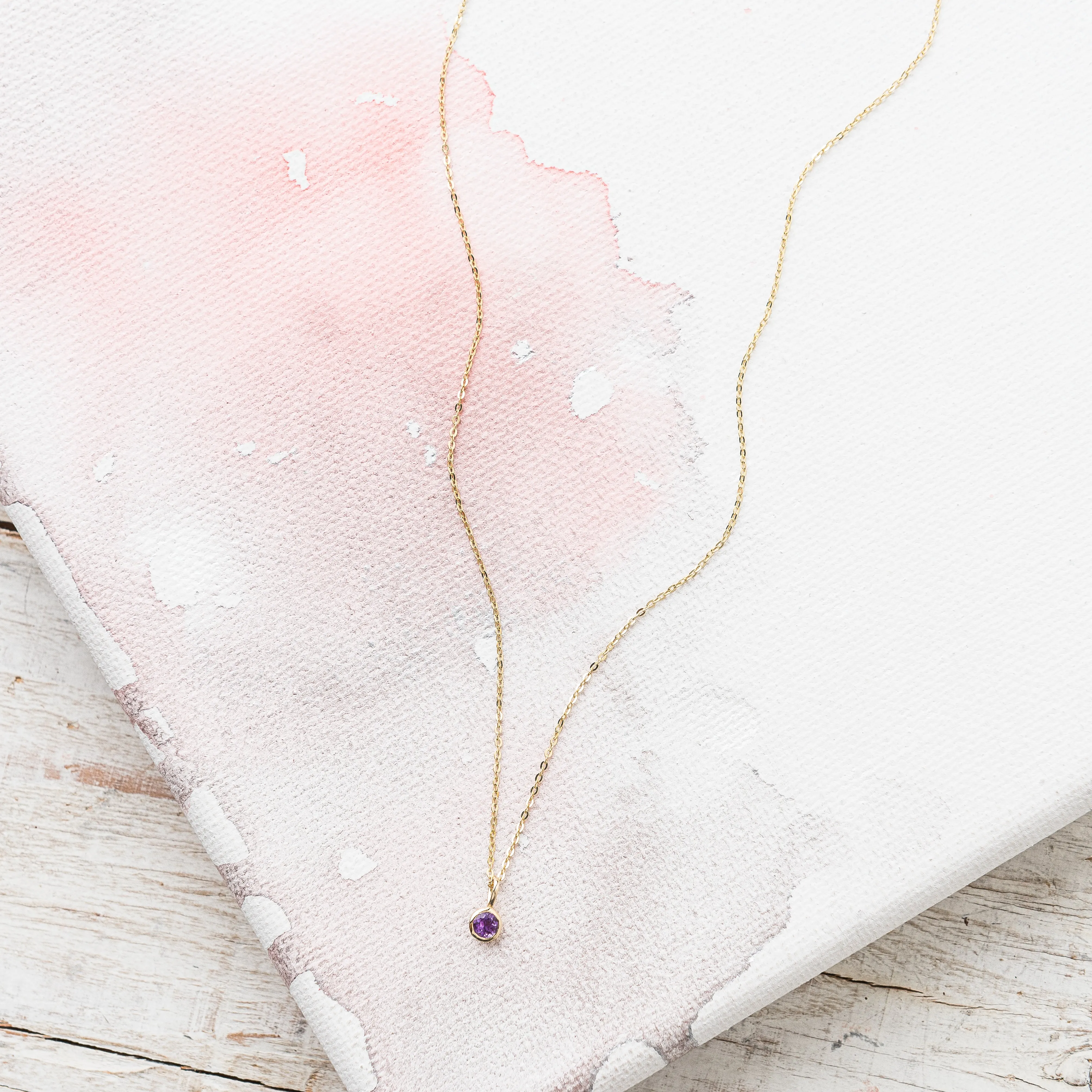 Amethyst Accent Necklace in 14k Gold