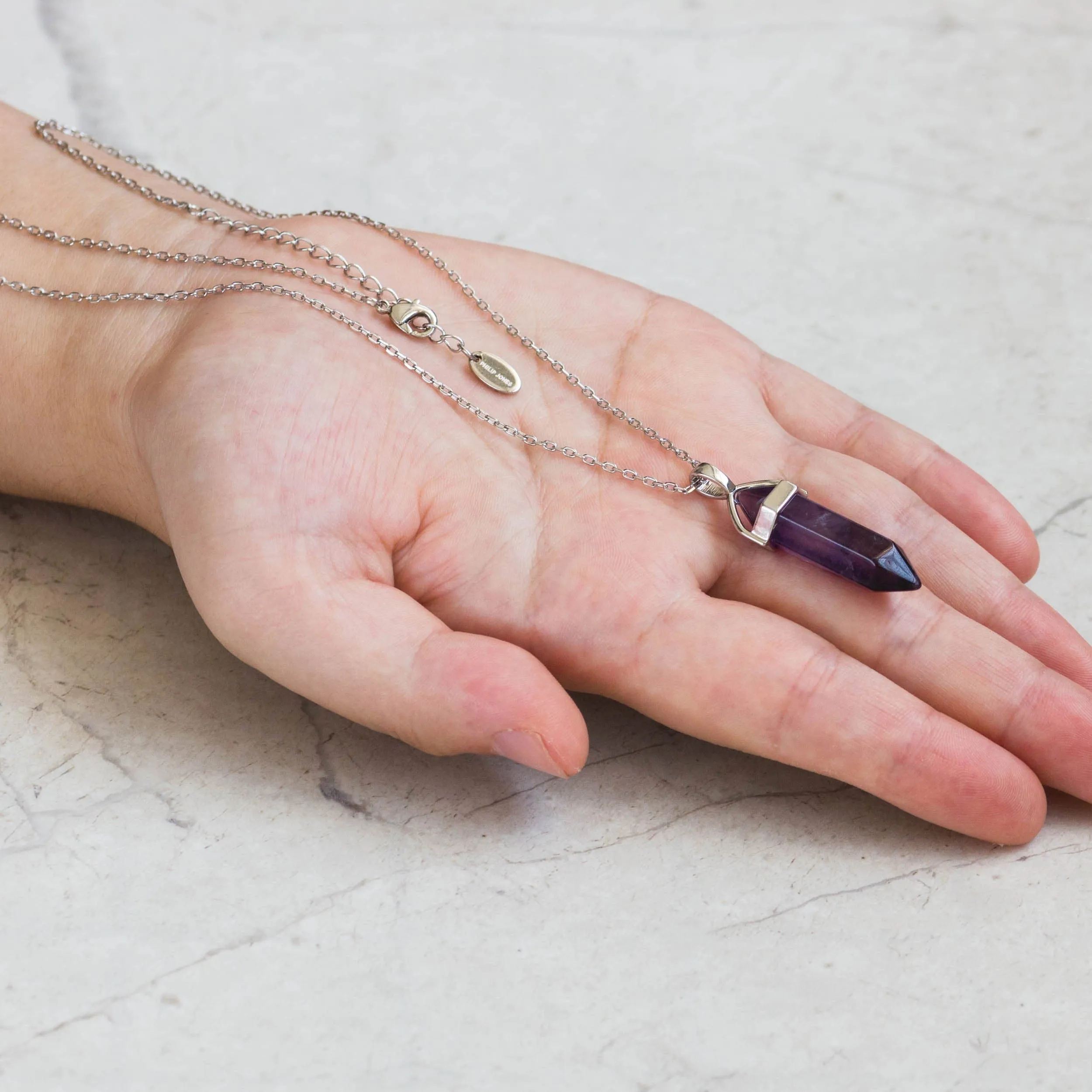 Amethyst Gemstone Necklace with Quote Card