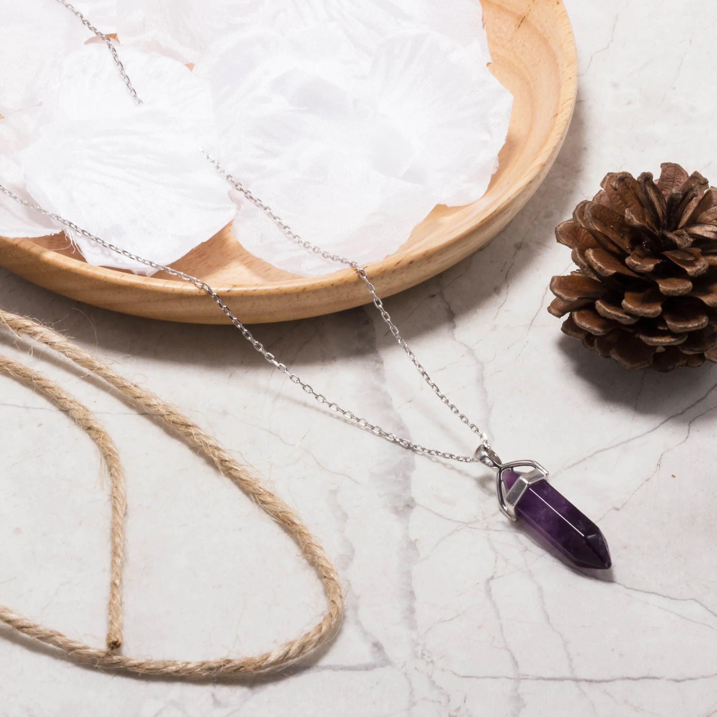 Amethyst Gemstone Necklace with Quote Card