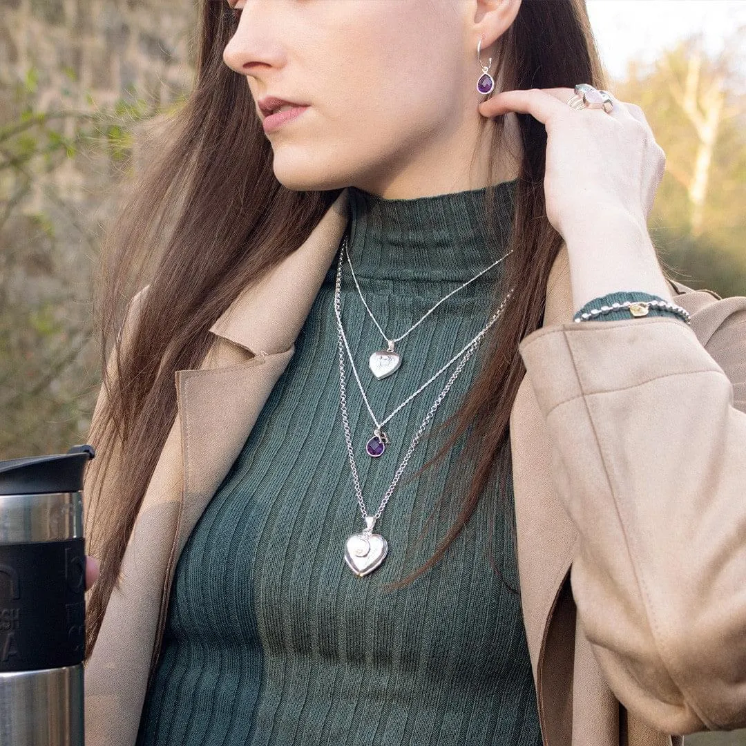 Amethyst Hoop Earrings | Silver | February Birthstone