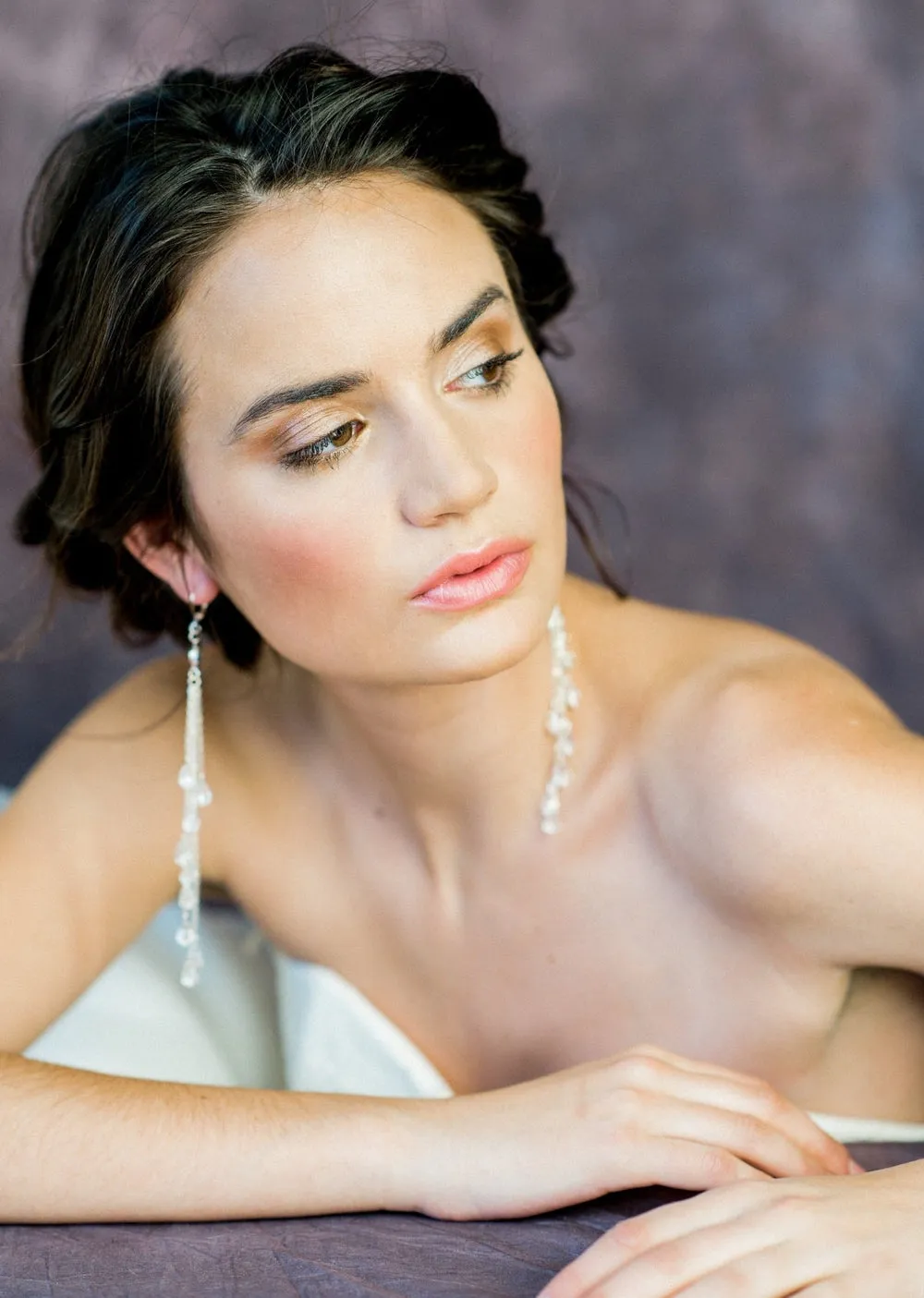 AMORA Long Crystal Teardrop Bridal Earrings