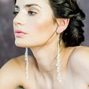 AMORA Long Crystal Teardrop Bridal Earrings