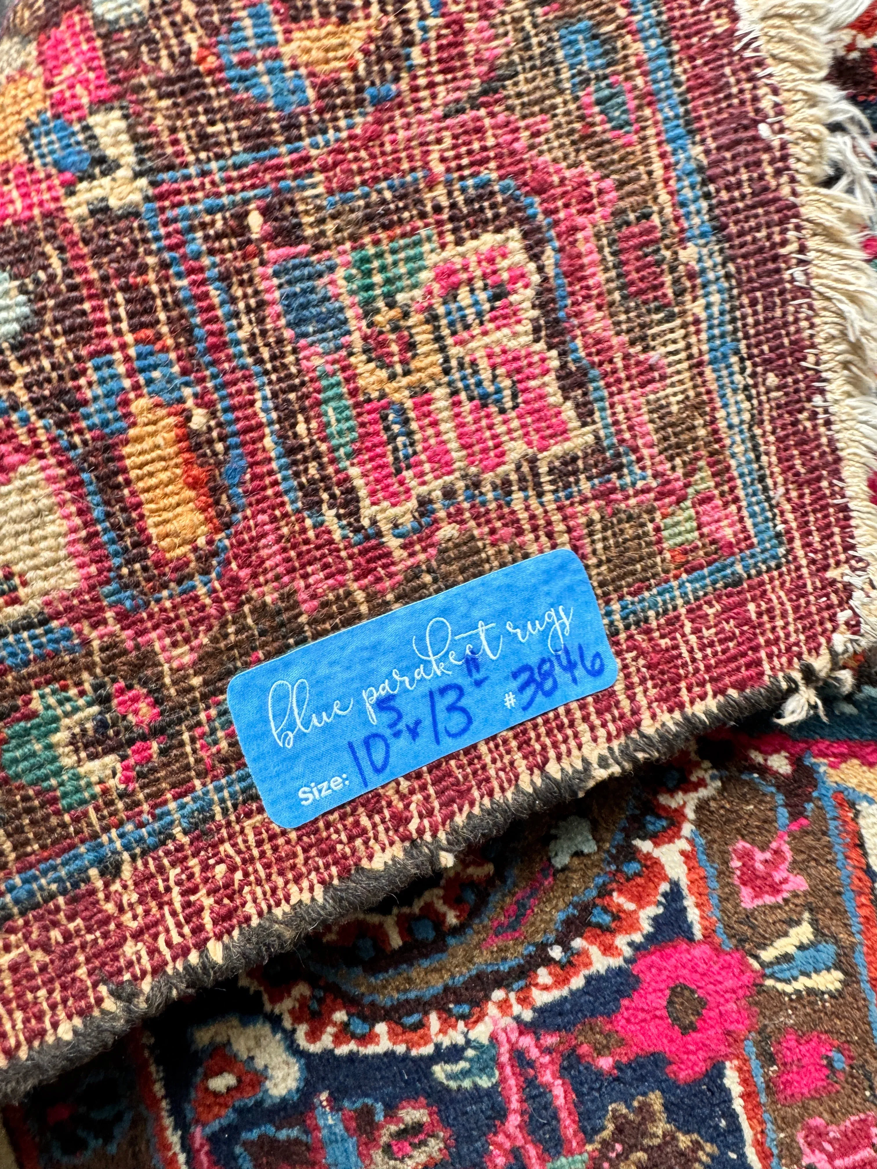 Antique Persian Botanical Fuchsia Rug / 10’5 x 13’11 Mashhad Rug #3846