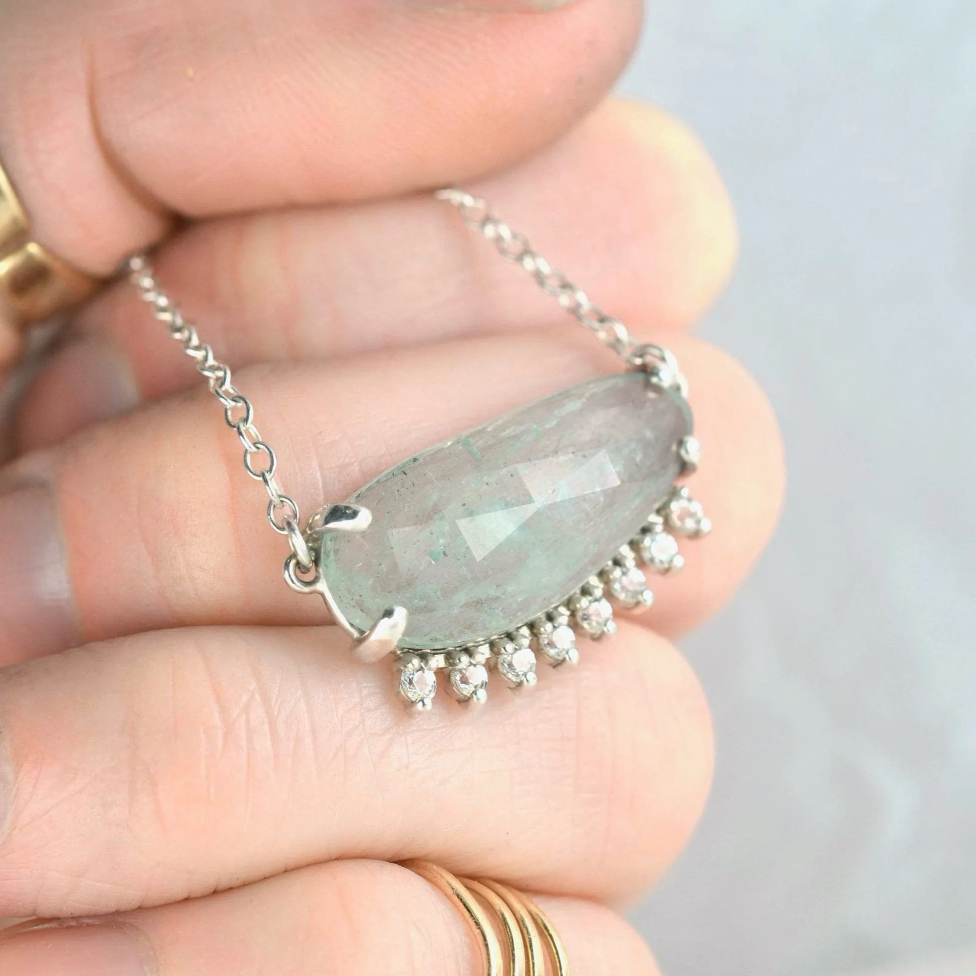 Aquamarine Super Halo Necklace