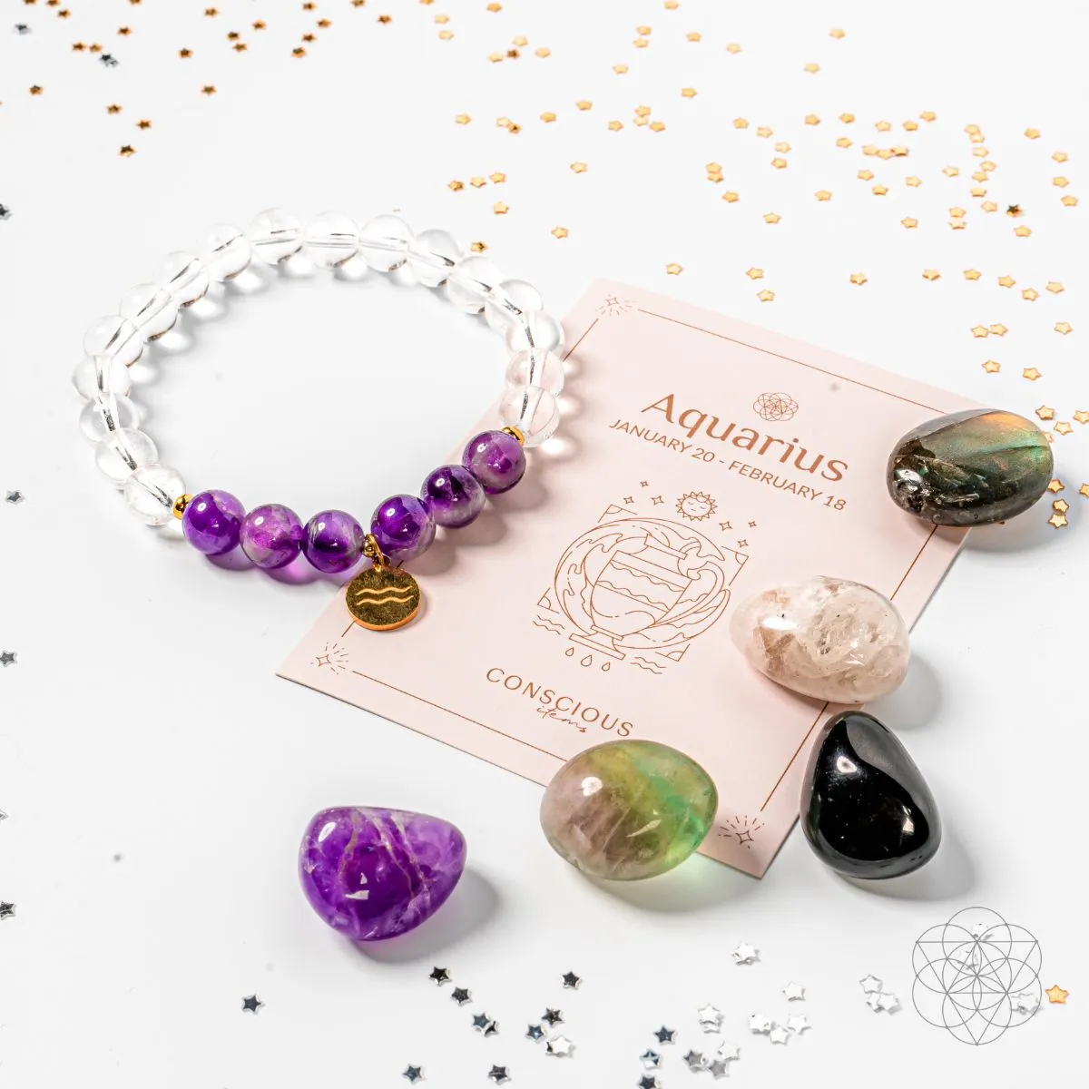 Aquarius Bracelet and Crystals Set