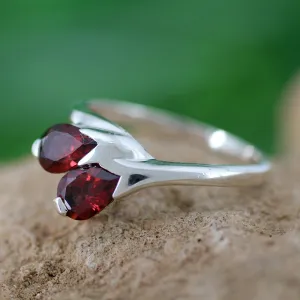 Artisan Crafted Garnet and Silver Ring - Rose of Love | NOVICA