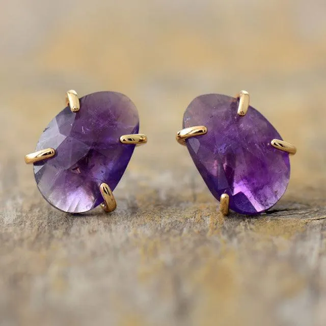 'Balanda' Amethyst Stud Earrings