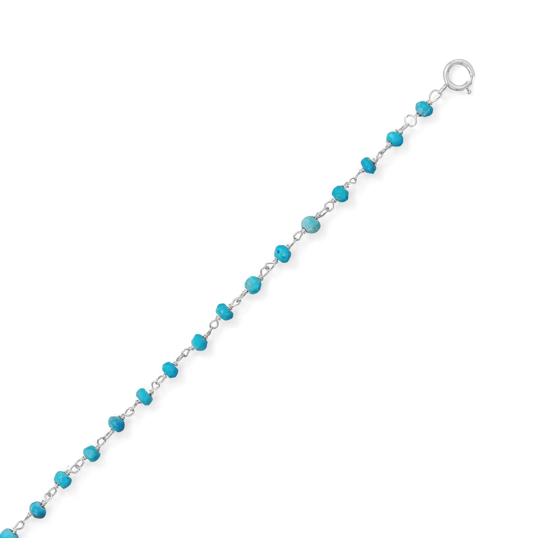 Blue Sea Turquoise Sterling Silver Anklet