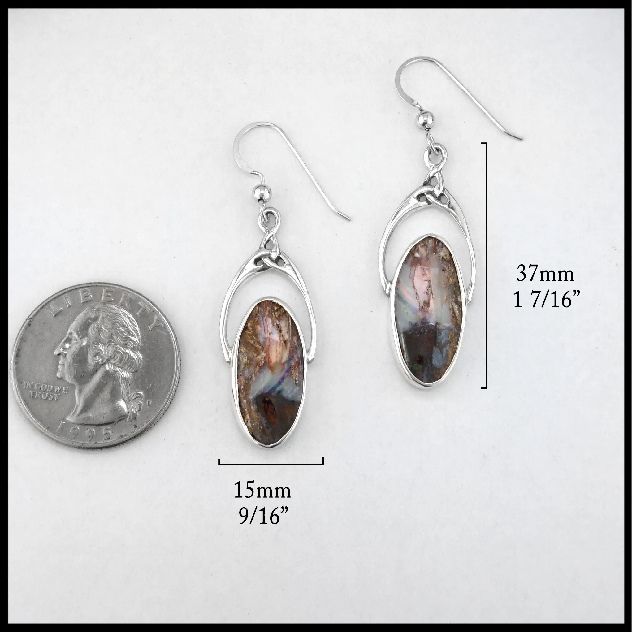Celtic Drop Earrings with Boulder Opal