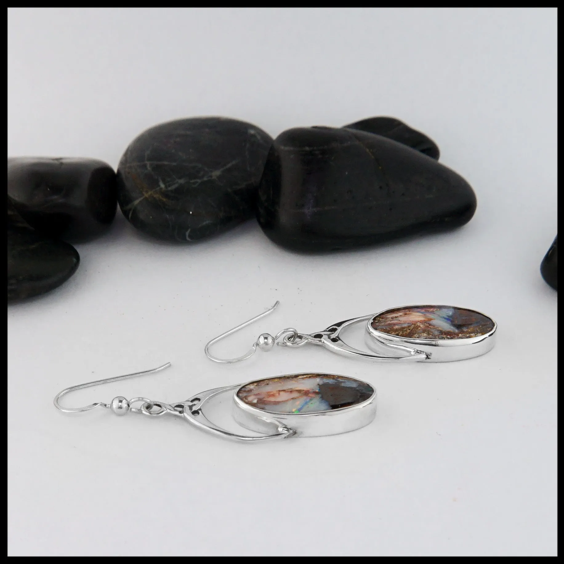 Celtic Drop Earrings with Boulder Opal