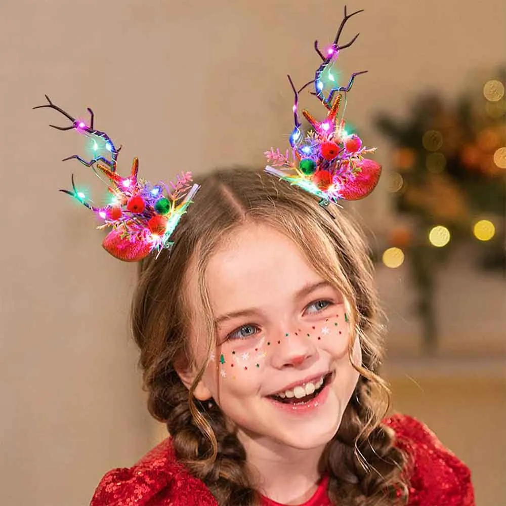 Christmas Light-Up Antler Hairpin with Multi-Colored LEDs HP011