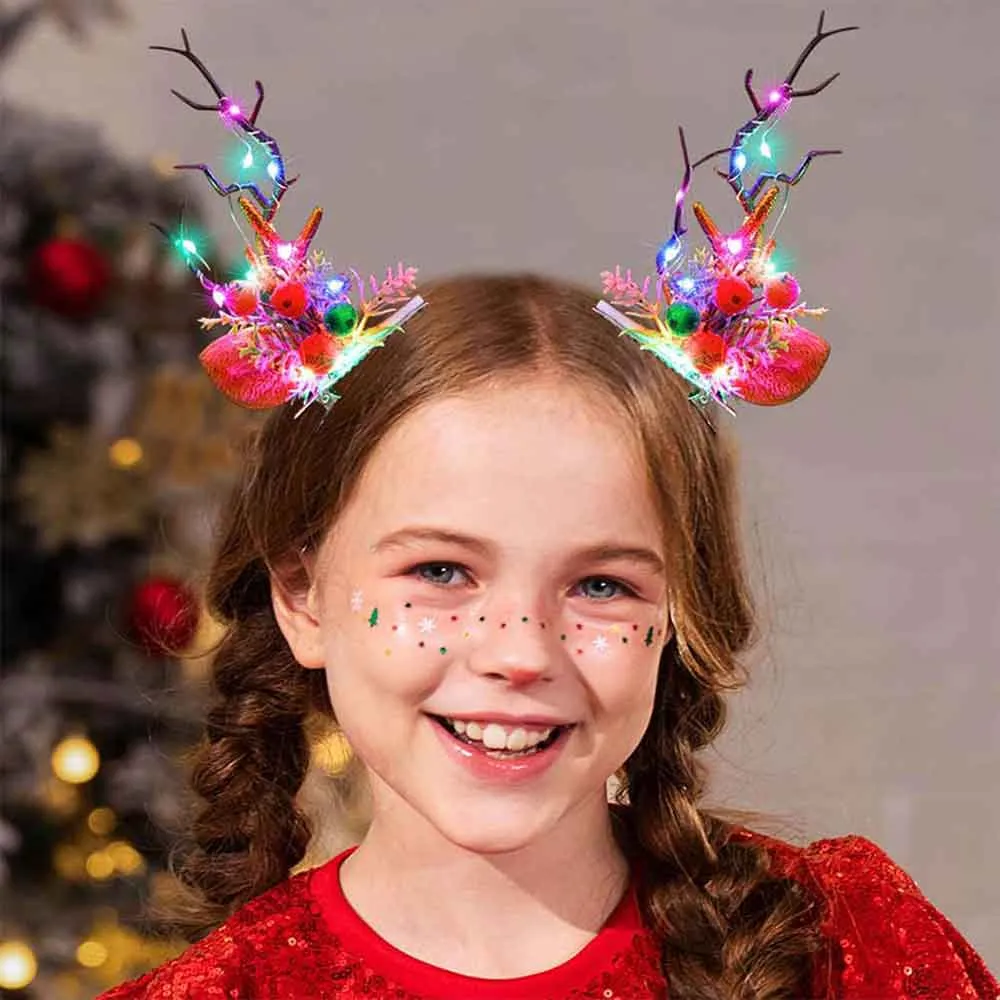 Christmas Light-Up Antler Hairpin with Multi-Colored LEDs HP011