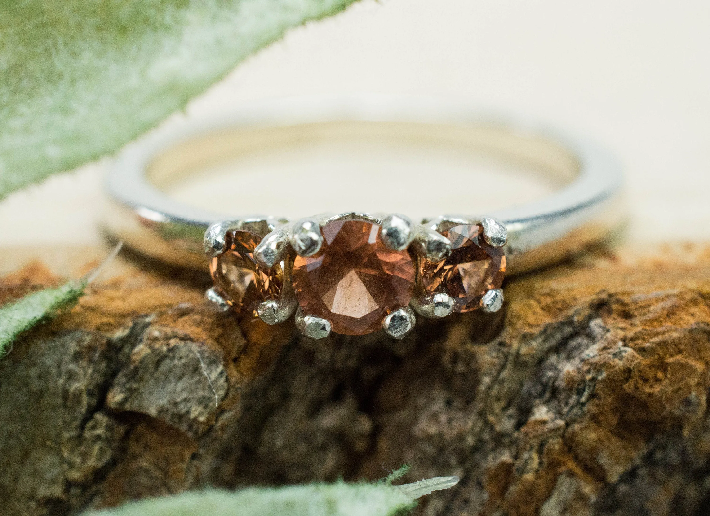 Cinnamon Garnet Ring; Natural Untreated Tanzania Garnets; 0.525cts
