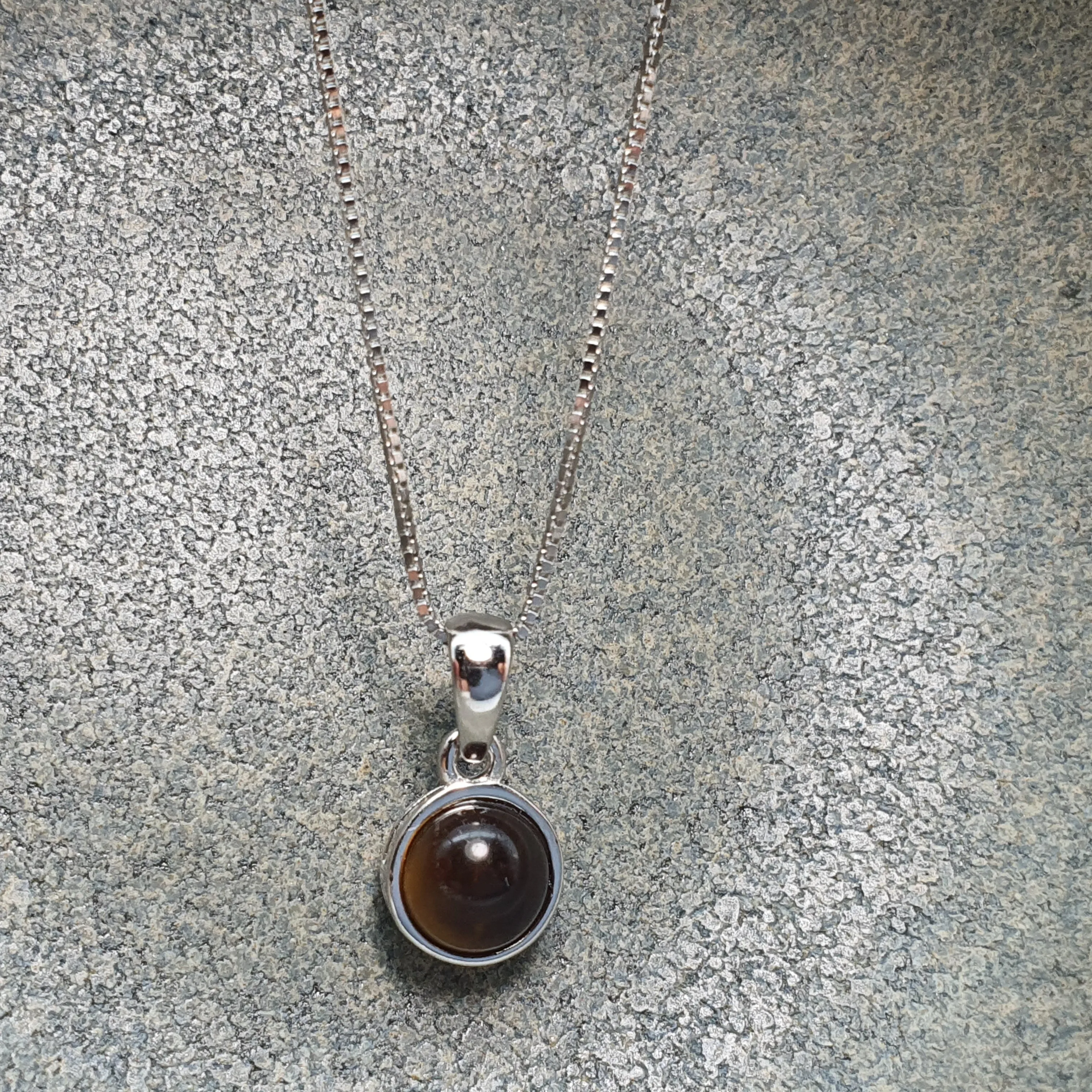 Crystal Birthstone Round Pendant, Sterling Silver