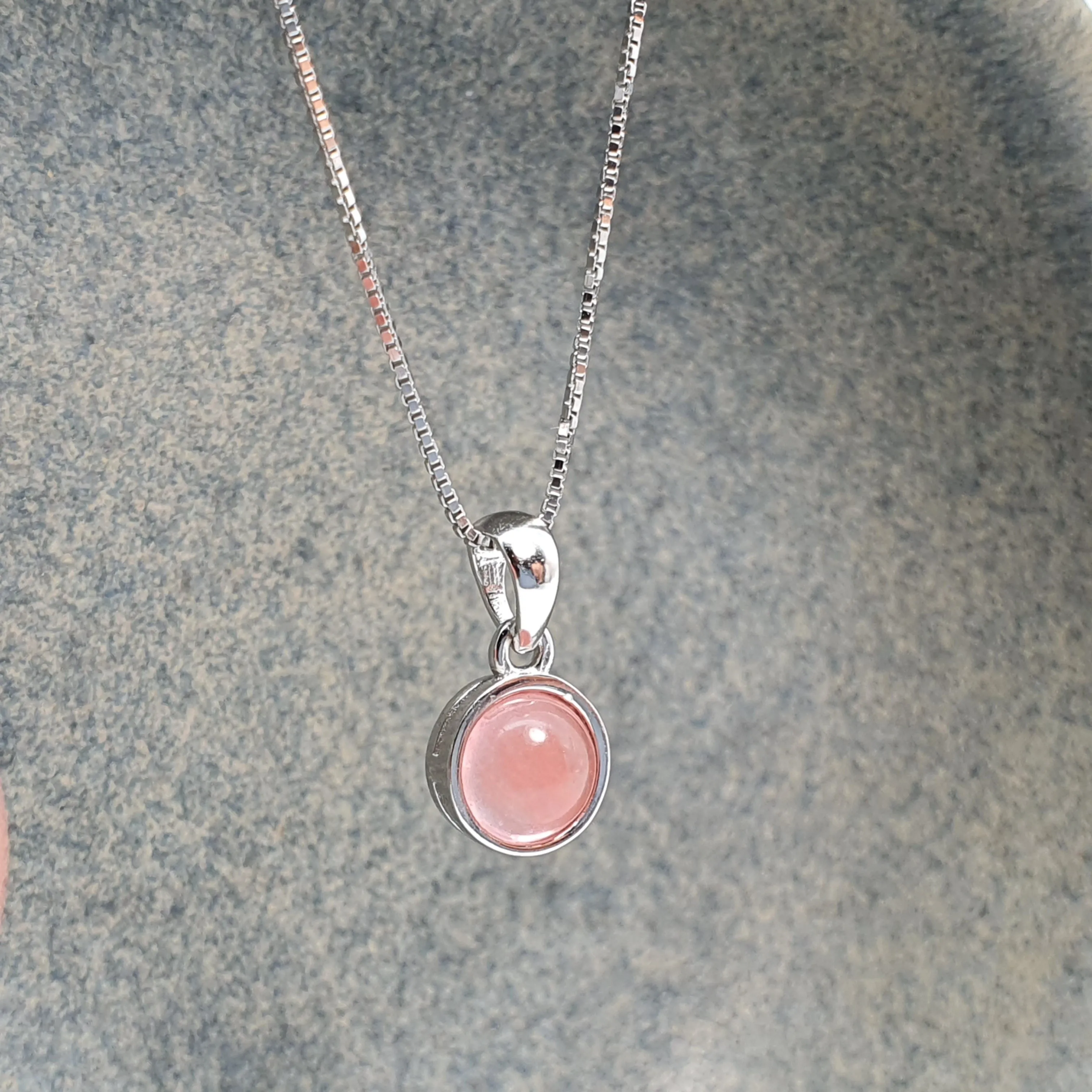 Crystal Birthstone Round Pendant, Sterling Silver