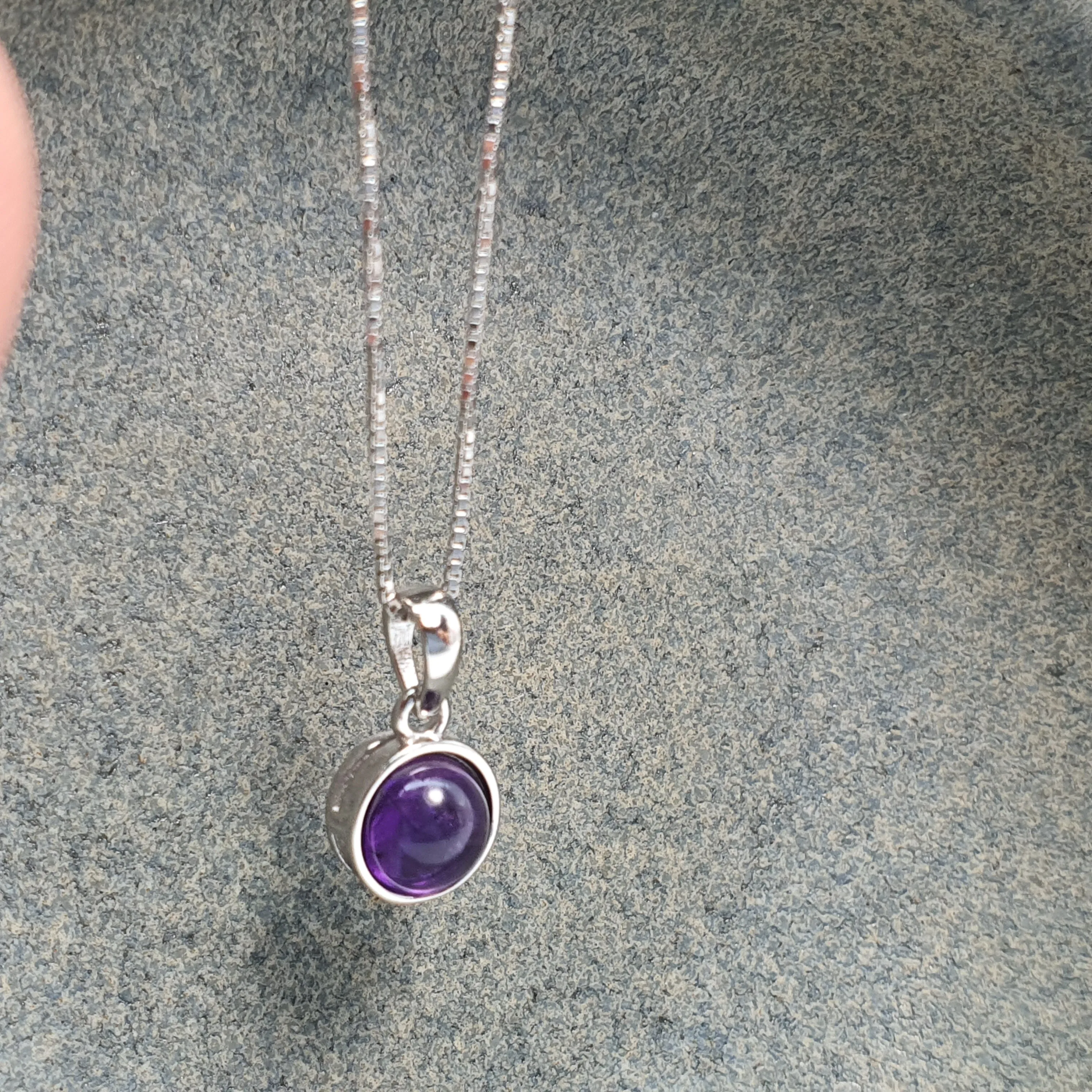 Crystal Birthstone Round Pendant, Sterling Silver