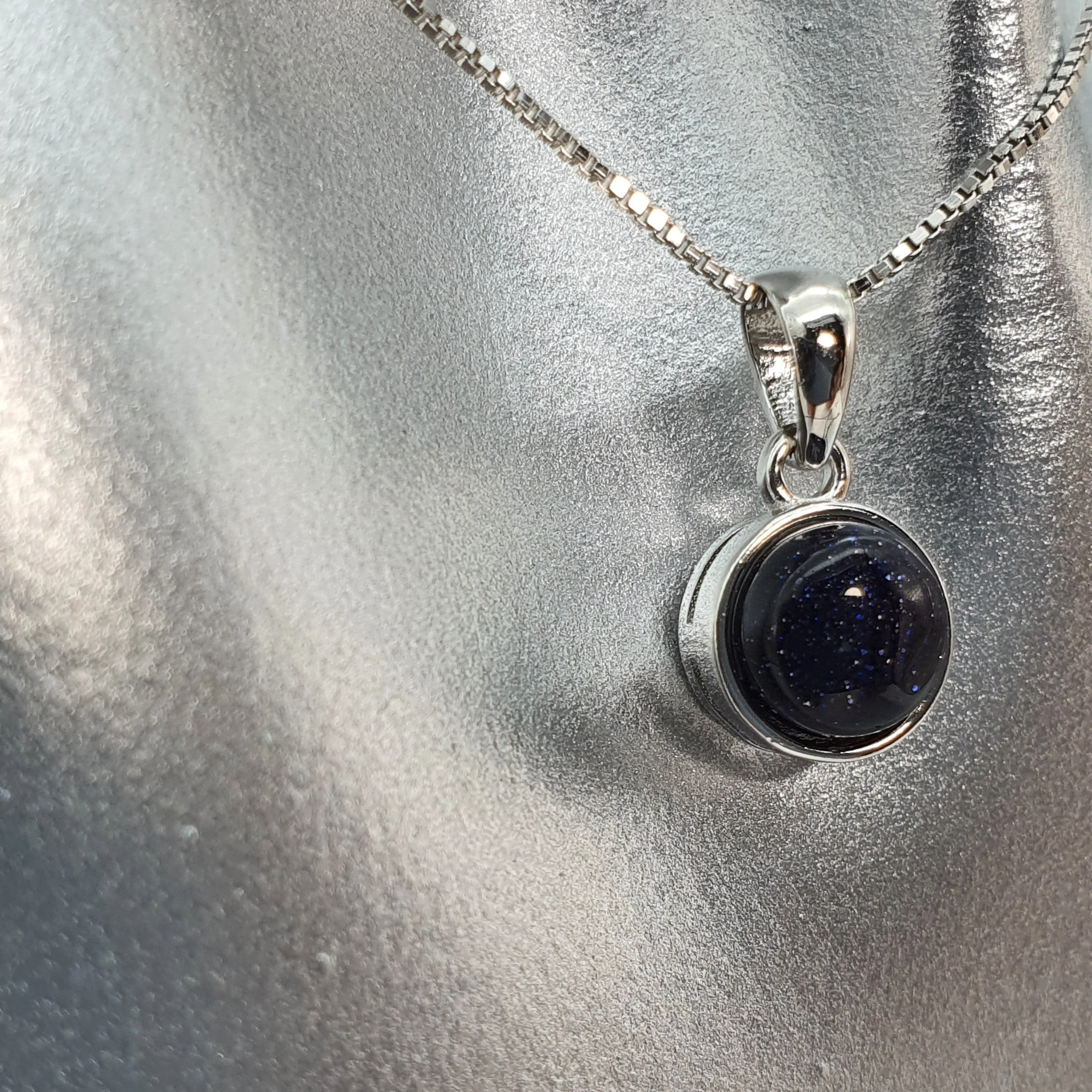 Crystal Birthstone Round Pendant, Sterling Silver